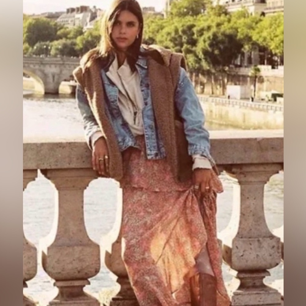 NWOT Free People Intimately Romance Me Tiered Floral Sheer Maxi Skirt size small